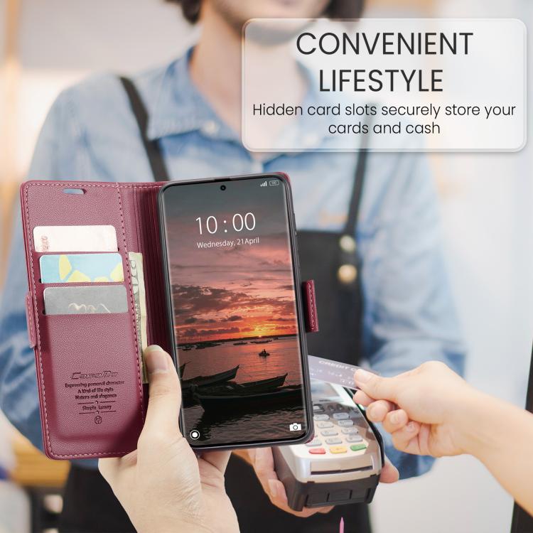 For Redmi Note 15 4G / 5G Global 164mm CaseMe 023 Butterfly Buckle Litchi Texture RFID Anti-theft Leather Phone Case