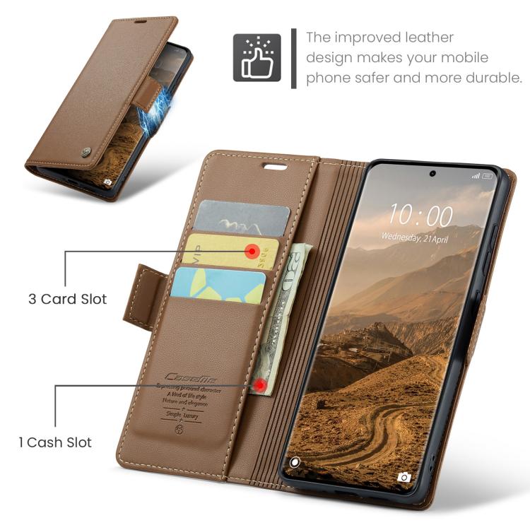 For Redmi Note 15 4G / 5G Global 164mm CaseMe 023 Butterfly Buckle Litchi Texture RFID Anti-theft Leather Phone Case