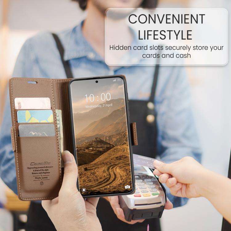 For Redmi Note 15 4G / 5G Global 164mm CaseMe 023 Butterfly Buckle Litchi Texture RFID Anti-theft Leather Phone Case