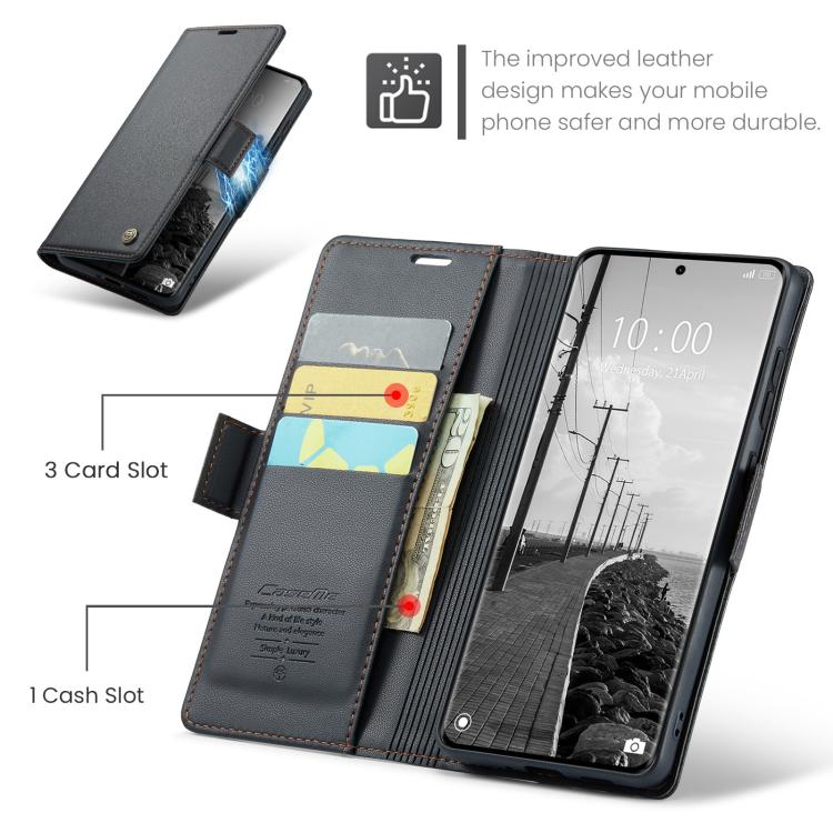 For Redmi Note 15 4G / 5G Global 164mm CaseMe 023 Butterfly Buckle Litchi Texture RFID Anti-theft Leather Phone Case