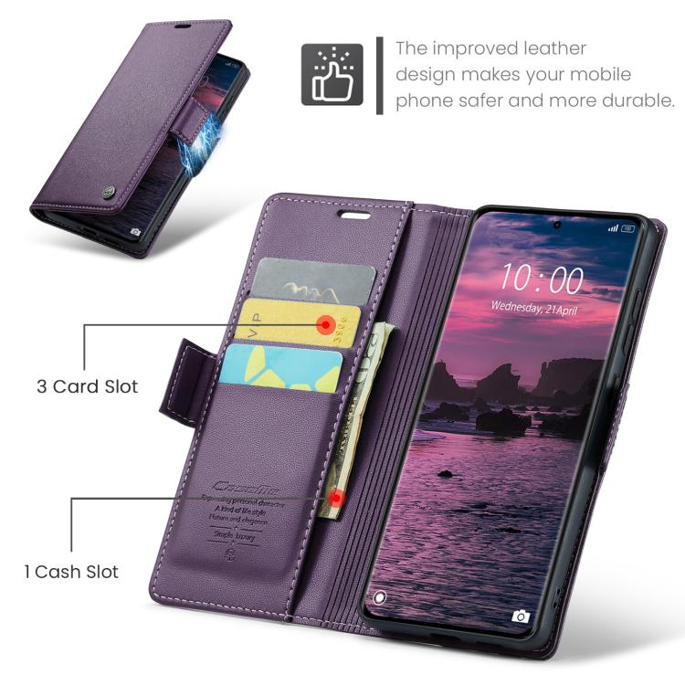 For Redmi Note 15 4G / 5G Global 164mm CaseMe 023 Butterfly Buckle Litchi Texture RFID Anti-theft Leather Phone Case