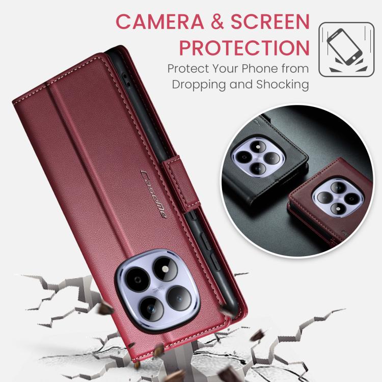 For Redmi Note 15 Pro 4G Global 163.2mm CaseMe 023 Butterfly Buckle Litchi Texture RFID Anti-theft Leather Phone Case