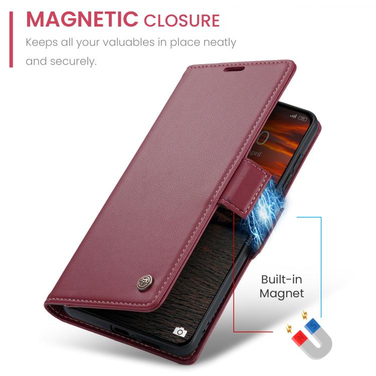 For Redmi Note 15 Pro 4G Global 163.2mm CaseMe 023 Butterfly Buckle Litchi Texture RFID Anti-theft Leather Phone Case