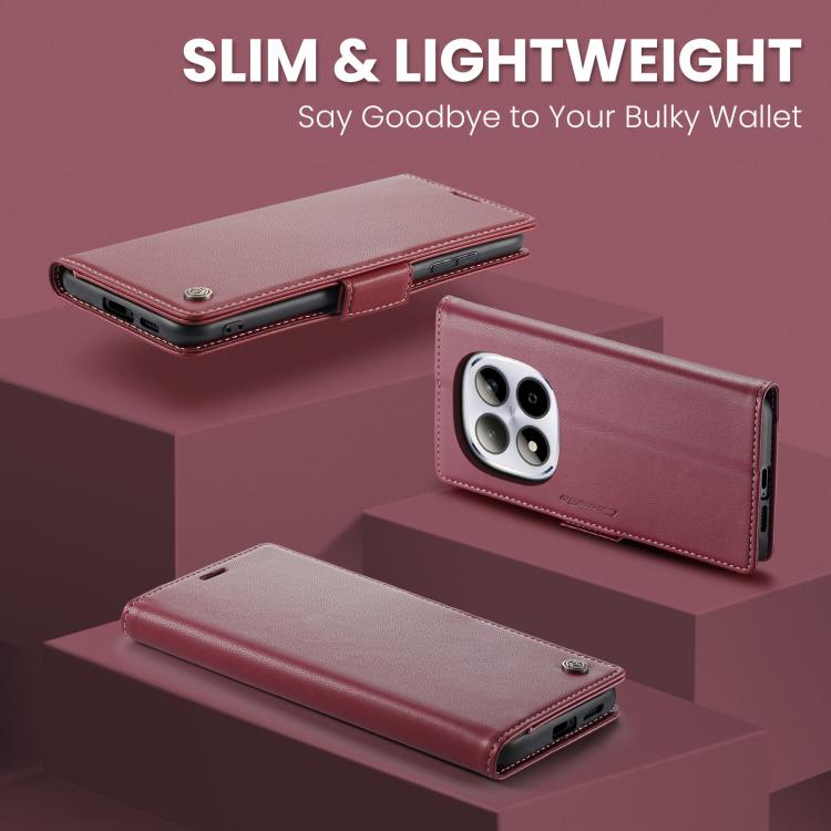 For Redmi Note 15 Pro 4G Global 163.2mm CaseMe 023 Butterfly Buckle Litchi Texture RFID Anti-theft Leather Phone Case