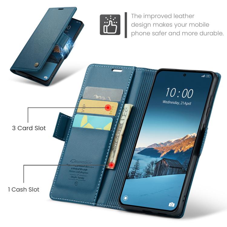 For Redmi Note 15 Pro 4G Global 163.2mm CaseMe 023 Butterfly Buckle Litchi Texture RFID Anti-theft Leather Phone Case