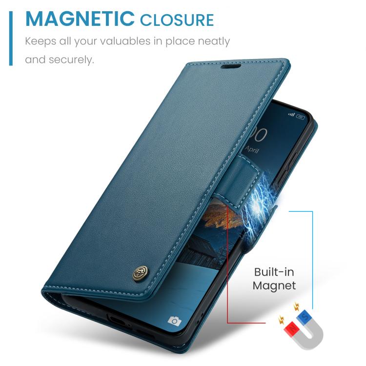 For Redmi Note 15 Pro 4G Global 163.2mm CaseMe 023 Butterfly Buckle Litchi Texture RFID Anti-theft Leather Phone Case