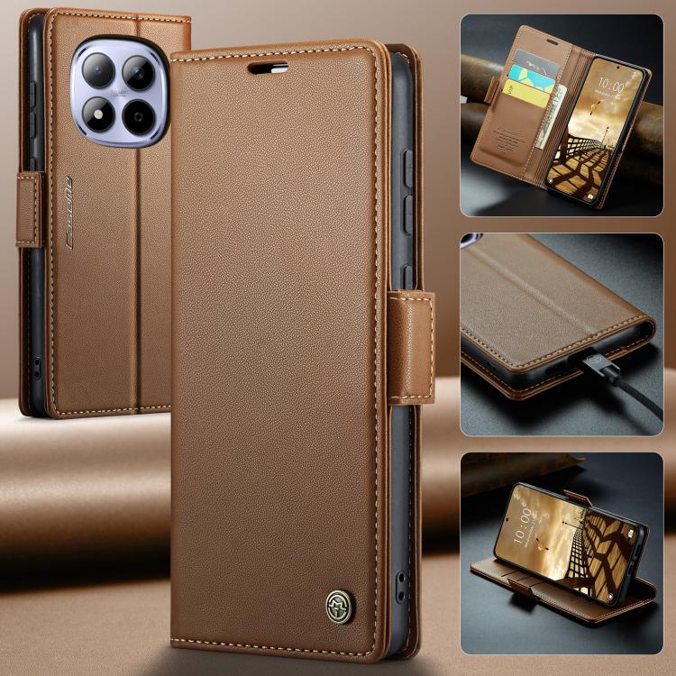 For Redmi Note 15 Pro 4G Global 163.2mm CaseMe 023 Butterfly Buckle Litchi Texture RFID Anti-theft Leather Phone Case