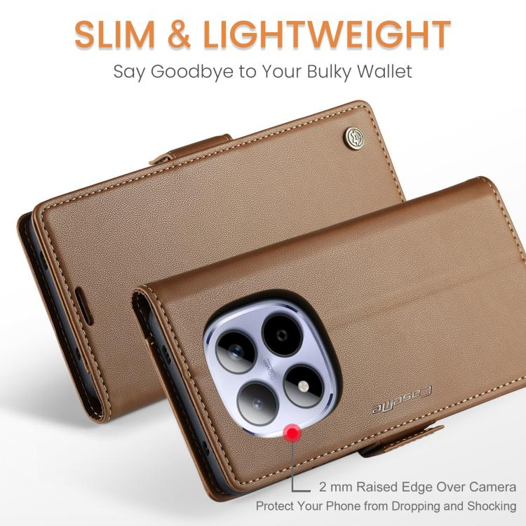 For Redmi Note 15 Pro 4G Global 163.2mm CaseMe 023 Butterfly Buckle Litchi Texture RFID Anti-theft Leather Phone Case