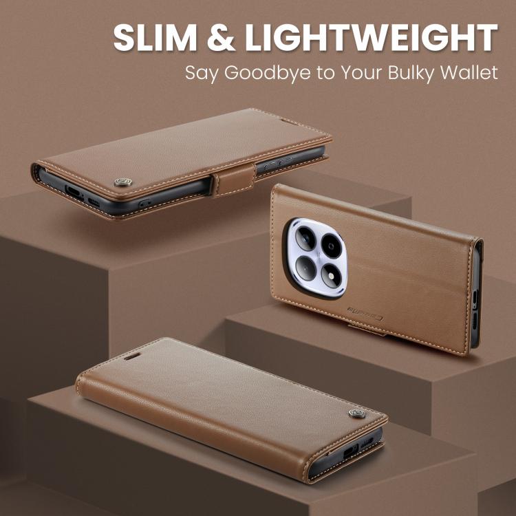 For Redmi Note 15 Pro 4G Global 163.2mm CaseMe 023 Butterfly Buckle Litchi Texture RFID Anti-theft Leather Phone Case