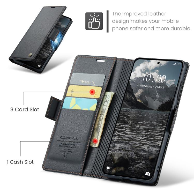 For Redmi Note 15 Pro 4G Global 163.2mm CaseMe 023 Butterfly Buckle Litchi Texture RFID Anti-theft Leather Phone Case