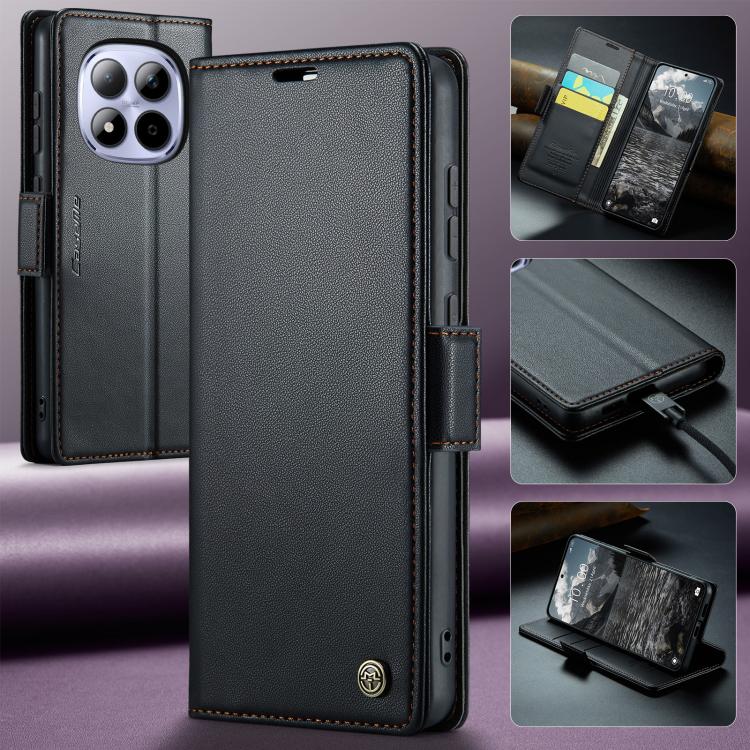 For Redmi Note 15 Pro 4G Global 163.2mm CaseMe 023 Butterfly Buckle Litchi Texture RFID Anti-theft Leather Phone Case