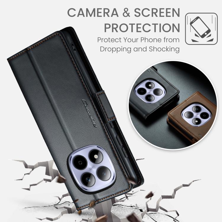 For Redmi Note 15 Pro 4G Global 163.2mm CaseMe 023 Butterfly Buckle Litchi Texture RFID Anti-theft Leather Phone Case