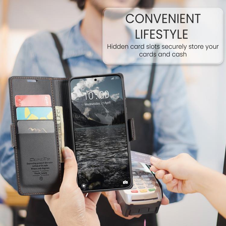 For Redmi Note 15 Pro 4G Global 163.2mm CaseMe 023 Butterfly Buckle Litchi Texture RFID Anti-theft Leather Phone Case