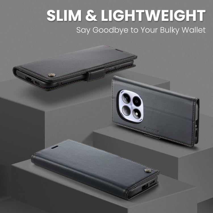 For Redmi Note 15 Pro 4G Global 163.2mm CaseMe 023 Butterfly Buckle Litchi Texture RFID Anti-theft Leather Phone Case