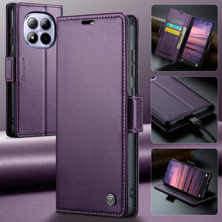 For Redmi Note 15 Pro 4G Global 163.2mm CaseMe 023 Butterfly Buckle Litchi Texture RFID Anti-theft Leather Phone Case