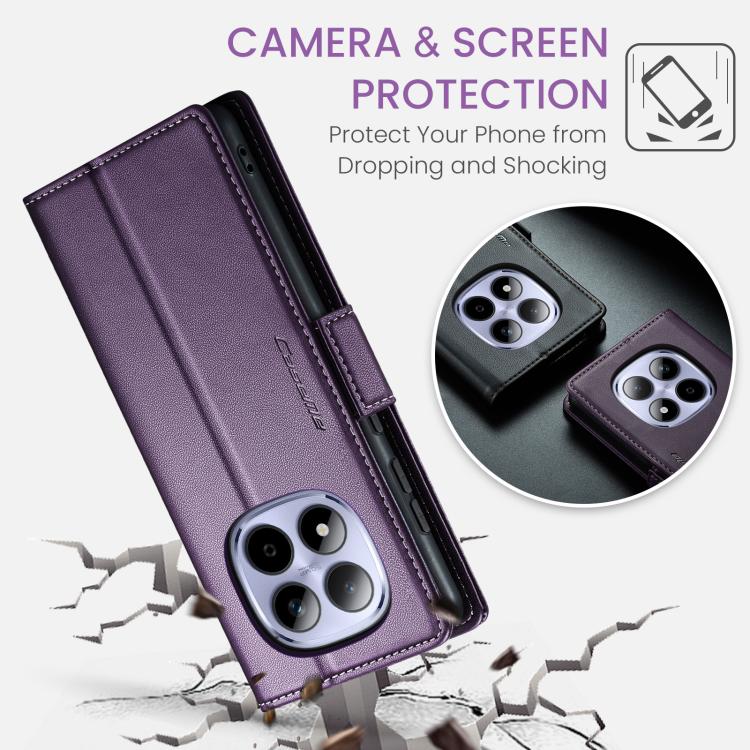 For Redmi Note 15 Pro 4G Global 163.2mm CaseMe 023 Butterfly Buckle Litchi Texture RFID Anti-theft Leather Phone Case