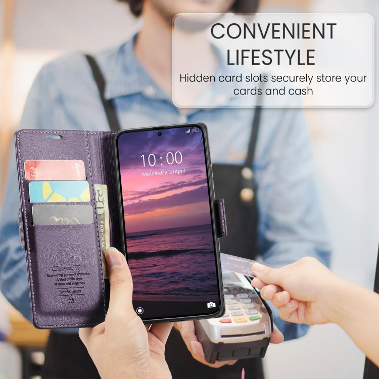 For Redmi Note 15 Pro 4G Global 163.2mm CaseMe 023 Butterfly Buckle Litchi Texture RFID Anti-theft Leather Phone Case