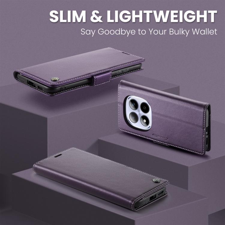 For Redmi Note 15 Pro 4G Global 163.2mm CaseMe 023 Butterfly Buckle Litchi Texture RFID Anti-theft Leather Phone Case