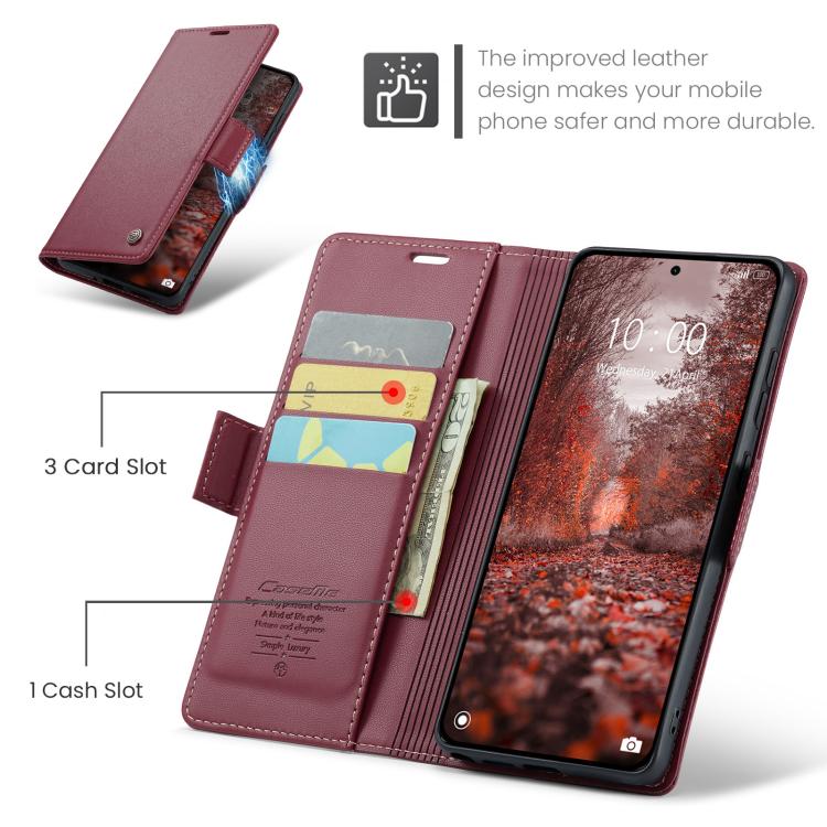 For Redmi Note 15 Pro 5G Global 163.6mm CaseMe 023 Butterfly Buckle Litchi Texture RFID Anti-theft Leather Phone Case