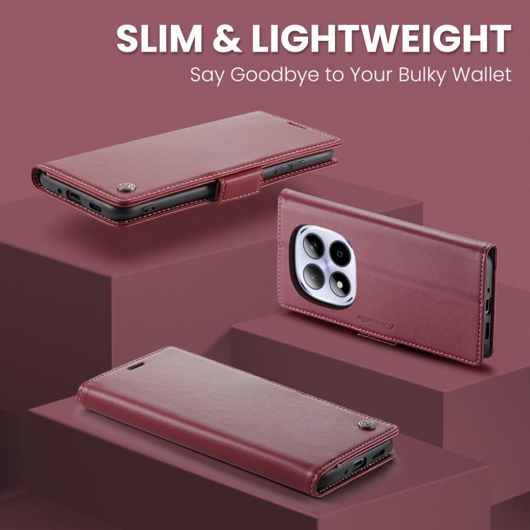 For Redmi Note 15 Pro 5G Global 163.6mm CaseMe 023 Butterfly Buckle Litchi Texture RFID Anti-theft Leather Phone Case