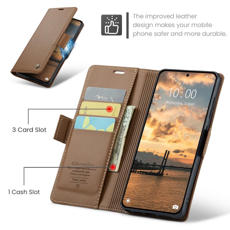 For Redmi Note 15 Pro 5G Global 163.6mm CaseMe 023 Butterfly Buckle Litchi Texture RFID Anti-theft Leather Phone Case