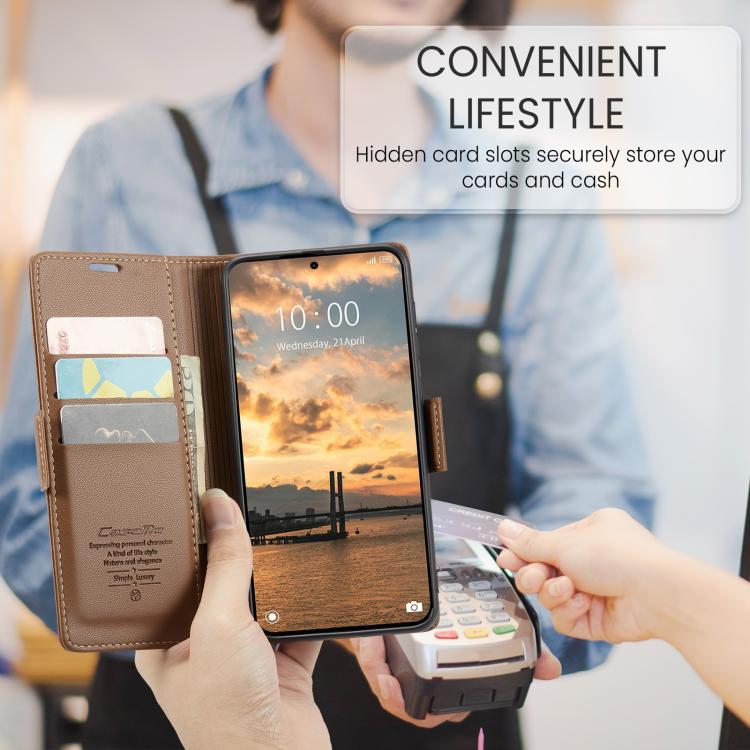For Redmi Note 15 Pro 5G Global 163.6mm CaseMe 023 Butterfly Buckle Litchi Texture RFID Anti-theft Leather Phone Case