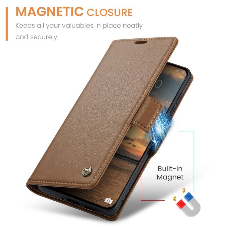 For Redmi Note 15 Pro 5G Global 163.6mm CaseMe 023 Butterfly Buckle Litchi Texture RFID Anti-theft Leather Phone Case