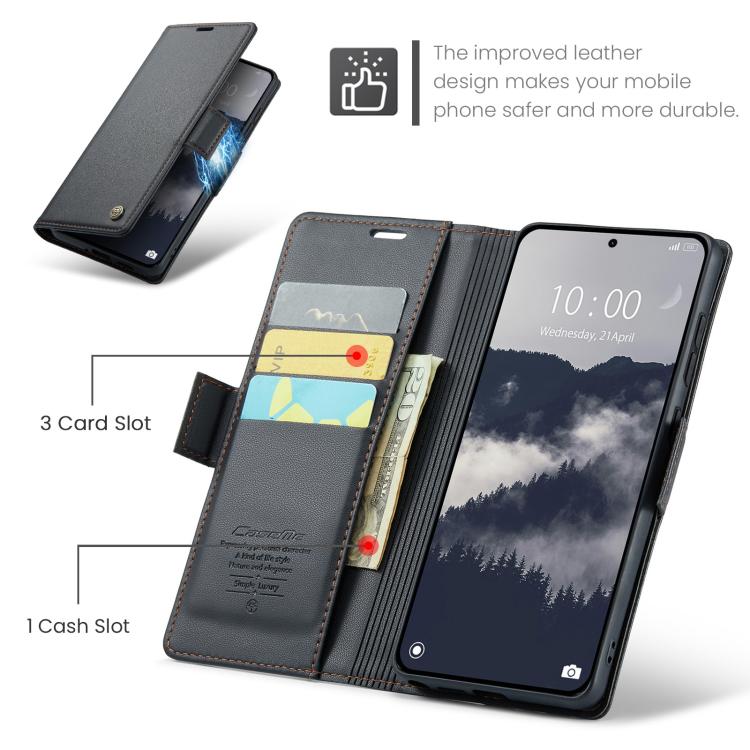 For Redmi Note 15 Pro 5G Global 163.6mm CaseMe 023 Butterfly Buckle Litchi Texture RFID Anti-theft Leather Phone Case