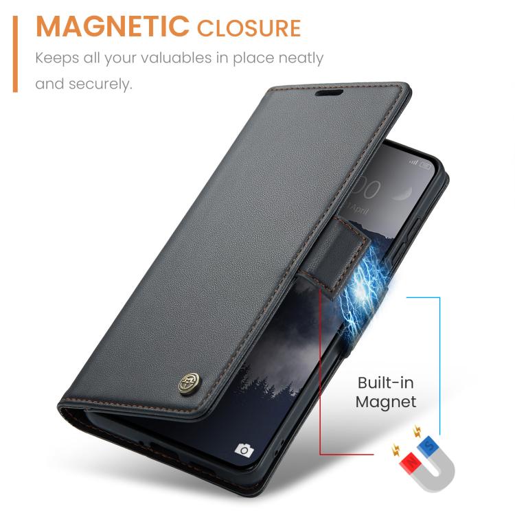 For Redmi Note 15 Pro 5G Global 163.6mm CaseMe 023 Butterfly Buckle Litchi Texture RFID Anti-theft Leather Phone Case