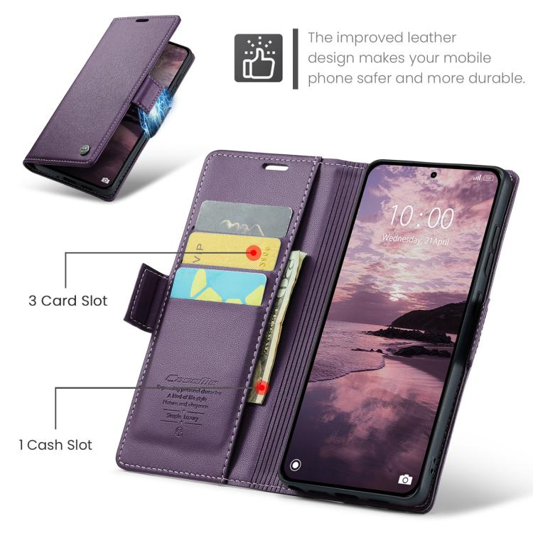 For Redmi Note 15 Pro 5G Global 163.6mm CaseMe 023 Butterfly Buckle Litchi Texture RFID Anti-theft Leather Phone Case