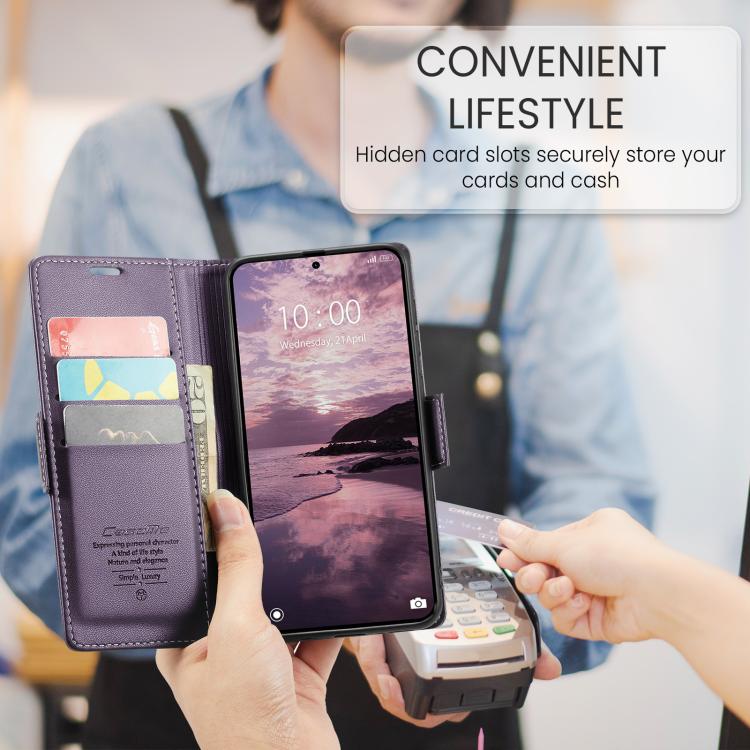 For Redmi Note 15 Pro 5G Global 163.6mm CaseMe 023 Butterfly Buckle Litchi Texture RFID Anti-theft Leather Phone Case