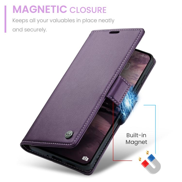 For Redmi Note 15 Pro 5G Global 163.6mm CaseMe 023 Butterfly Buckle Litchi Texture RFID Anti-theft Leather Phone Case