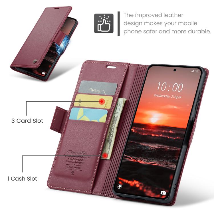 For Redmi Note 15 Pro+ 5G Global 163.3mm CaseMe 023 Butterfly Buckle Litchi Texture RFID Anti-theft Leather Phone Case