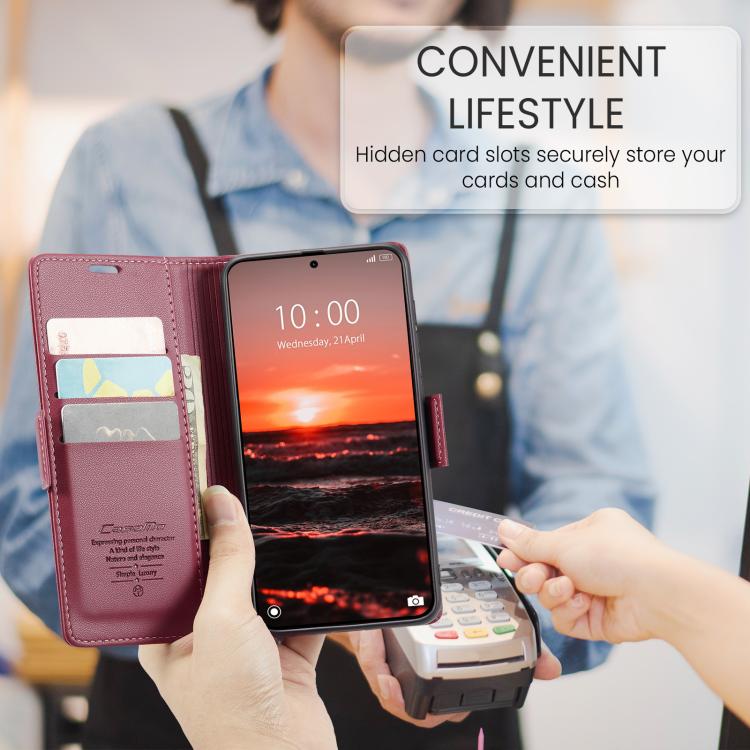 For Redmi Note 15 Pro+ 5G Global 163.3mm CaseMe 023 Butterfly Buckle Litchi Texture RFID Anti-theft Leather Phone Case