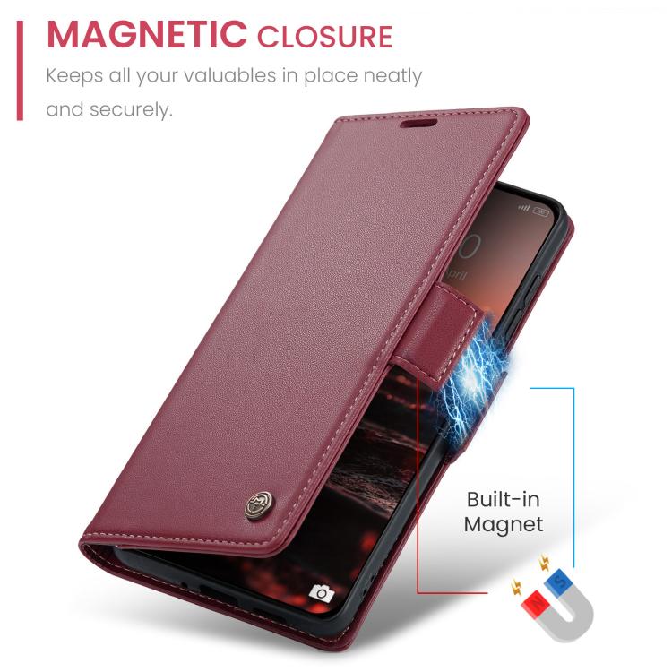 For Redmi Note 15 Pro+ 5G Global 163.3mm CaseMe 023 Butterfly Buckle Litchi Texture RFID Anti-theft Leather Phone Case