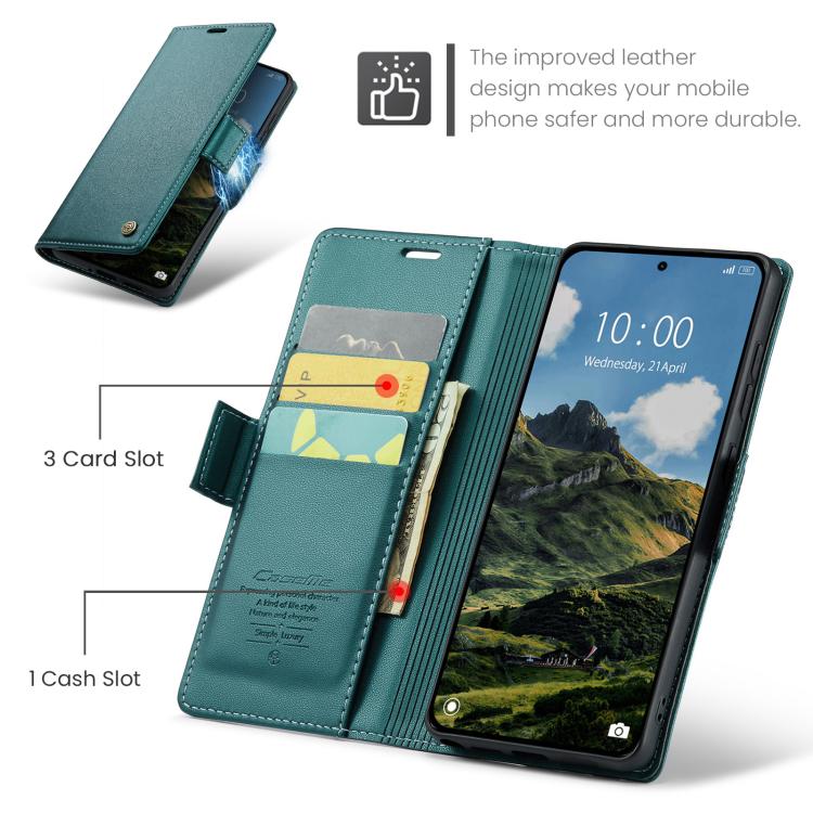 For Redmi Note 15 Pro+ 5G Global 163.3mm CaseMe 023 Butterfly Buckle Litchi Texture RFID Anti-theft Leather Phone Case