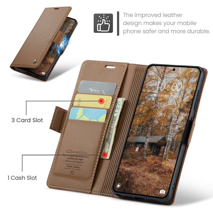 For Redmi Note 15 Pro+ 5G Global 163.3mm CaseMe 023 Butterfly Buckle Litchi Texture RFID Anti-theft Leather Phone Case