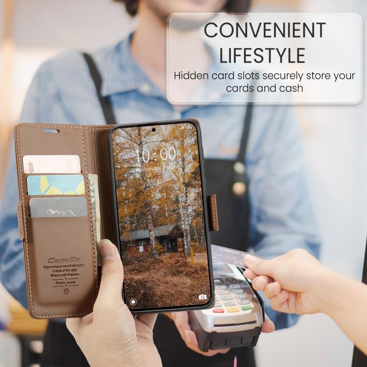 For Redmi Note 15 Pro+ 5G Global 163.3mm CaseMe 023 Butterfly Buckle Litchi Texture RFID Anti-theft Leather Phone Case