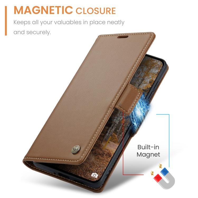 For Redmi Note 15 Pro+ 5G Global 163.3mm CaseMe 023 Butterfly Buckle Litchi Texture RFID Anti-theft Leather Phone Case