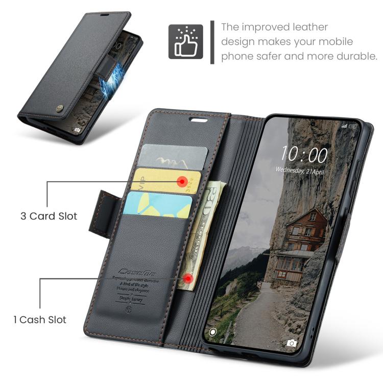 For Redmi Note 15 Pro+ 5G Global 163.3mm CaseMe 023 Butterfly Buckle Litchi Texture RFID Anti-theft Leather Phone Case
