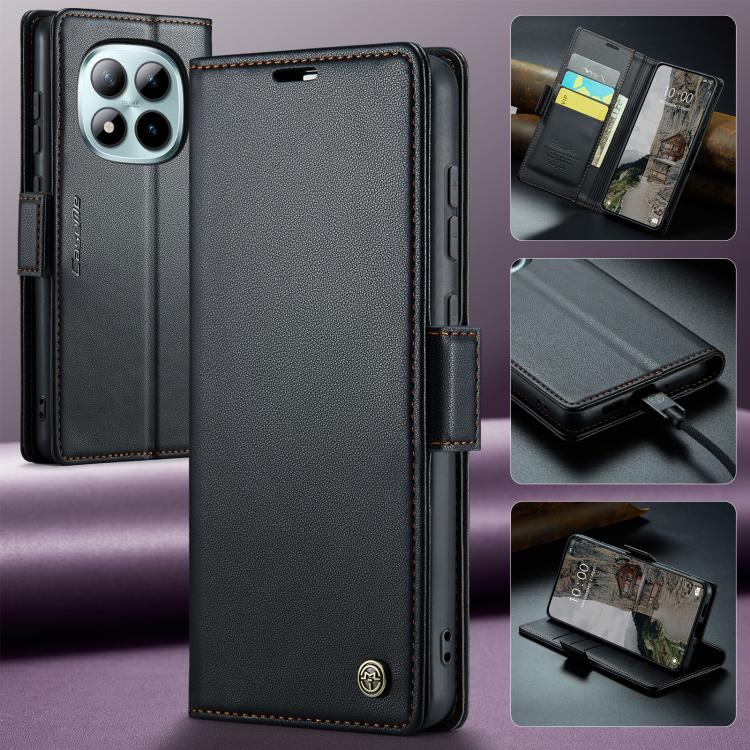 For Redmi Note 15 Pro+ 5G Global 163.3mm CaseMe 023 Butterfly Buckle Litchi Texture RFID Anti-theft Leather Phone Case