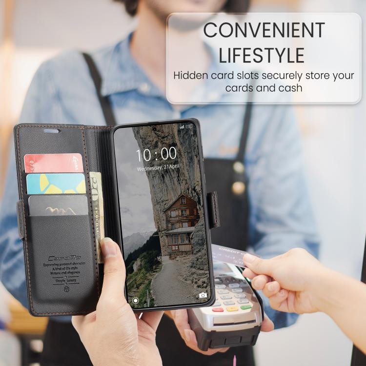 For Redmi Note 15 Pro+ 5G Global 163.3mm CaseMe 023 Butterfly Buckle Litchi Texture RFID Anti-theft Leather Phone Case