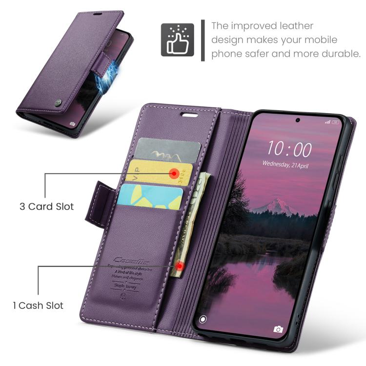 For Redmi Note 15 Pro+ 5G Global 163.3mm CaseMe 023 Butterfly Buckle Litchi Texture RFID Anti-theft Leather Phone Case