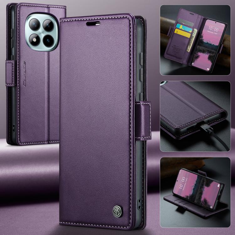For Redmi Note 15 Pro+ 5G Global 163.3mm CaseMe 023 Butterfly Buckle Litchi Texture RFID Anti-theft Leather Phone Case