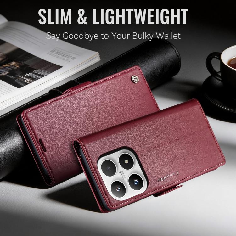 For Xiaomi 17 CaseMe 023 Butterfly Buckle Litchi Texture RFID Anti-theft Leather Phone Case
