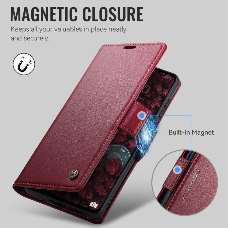 For Xiaomi 17 CaseMe 023 Butterfly Buckle Litchi Texture RFID Anti-theft Leather Phone Case