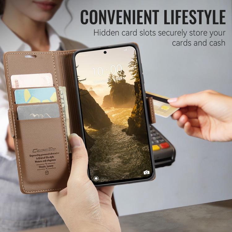 For Xiaomi 17 CaseMe 023 Butterfly Buckle Litchi Texture RFID Anti-theft Leather Phone Case