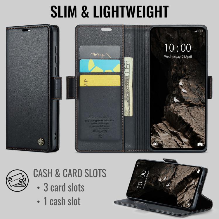 For Xiaomi 17 CaseMe 023 Butterfly Buckle Litchi Texture RFID Anti-theft Leather Phone Case