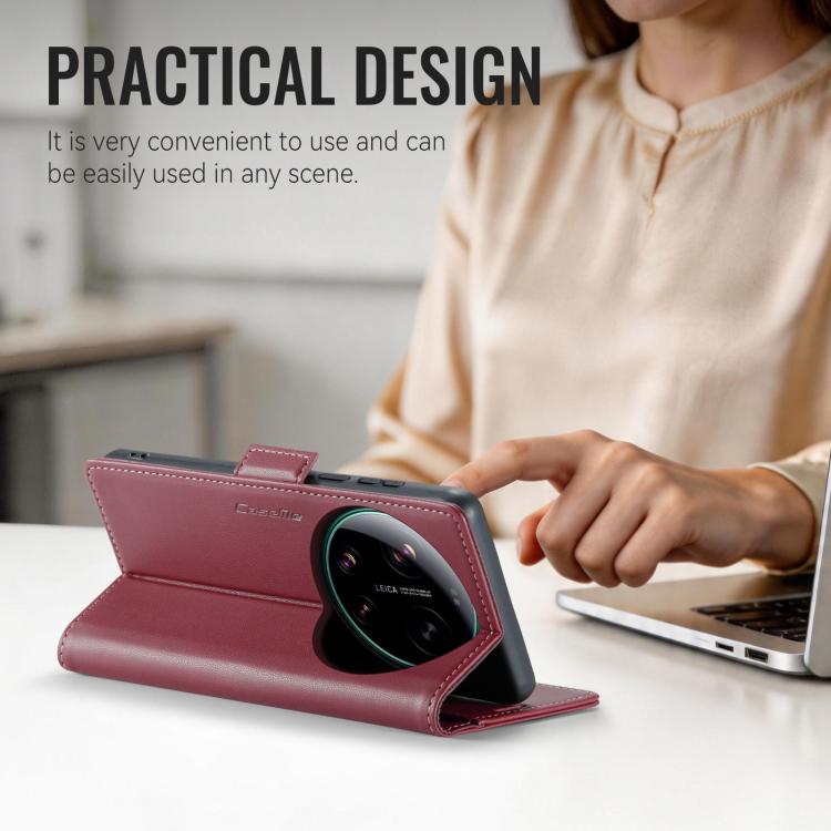 For Xiaomi 17 Ultra CaseMe 023 Butterfly Buckle Litchi Texture RFID Anti-theft Leather Phone Case