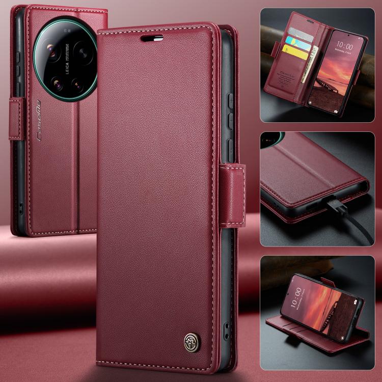 For Xiaomi 17 Ultra CaseMe 023 Butterfly Buckle Litchi Texture RFID Anti-theft Leather Phone Case